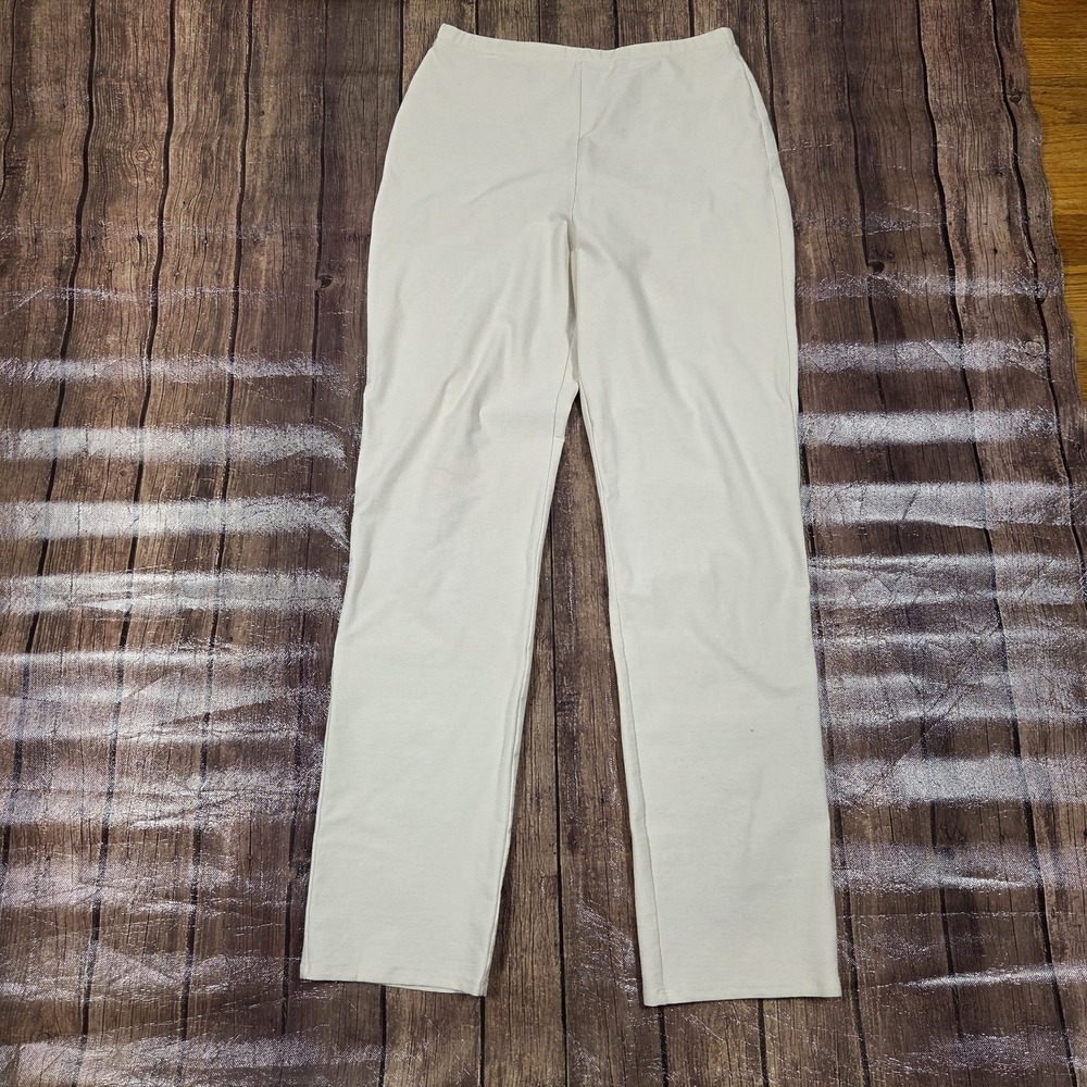 Eileen Fisher Stretch Crepe Trousers Womens XS Beige Quiet Luxury Minimalist